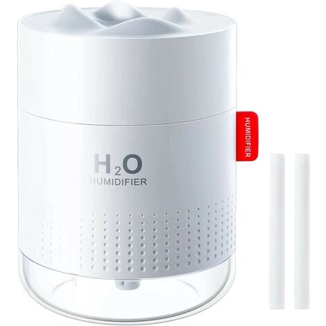 Humidificateur d'Air 500ml, Humidificateur d'air Chambre Ultra Silencieux, Purificateur d'air Portable, avec LED Veilleuse, Blanc (1/5)