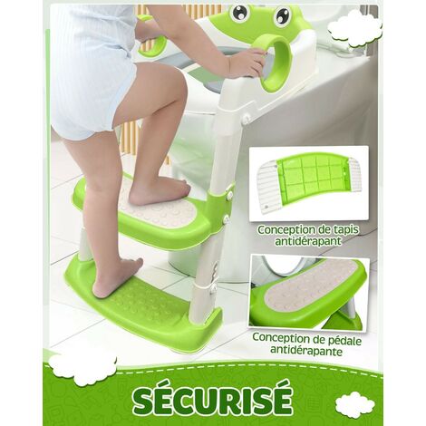 Réducteur De Toilette Avec Marche Pour Enfant - Structure Triangulaire Stable, Antidérapant, Pliable - Pour Garçons Et Filles - Bleu