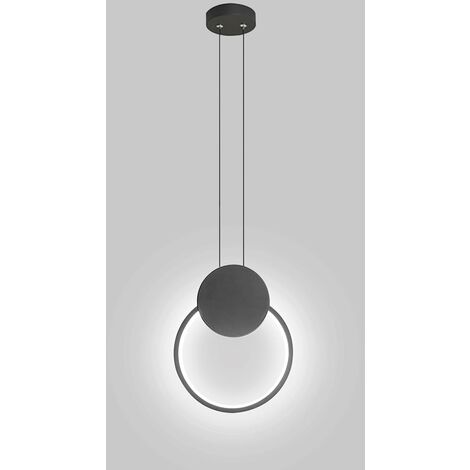 Lustre LED Ronde 11W Suspension Luminaire Moderne Plafonnier en Aluminium, Lampe de plafond Créatif, Noir (1/5)
