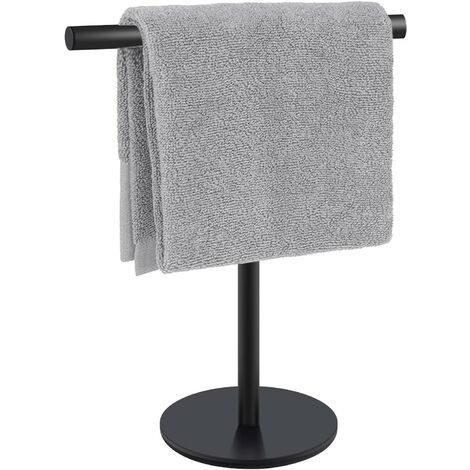 Porte-serviette- Porte-serviettes en forme de T, noir, acier inoxydable (1/5)