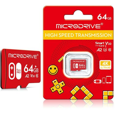 Carte micro 64Go- Convient aux caméras de surveillance, aux enregistreurs de conduite, aux téléphones portables et aux tablettes