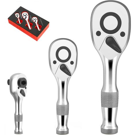 3Pcs Jeu de Clés à Cliquet 1/4'-3/8'-1/2', 72 dents (1/5)