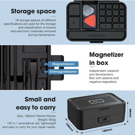 Kit Tournevis De Précision 132 En 1 Magnétique - Pour Réparation PC, Téléphone, Neuf