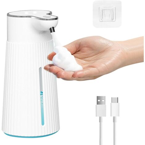Distributeur de savon Automatique, avec Capteur, IPX6 Etanche, (Blanc- 400ml)