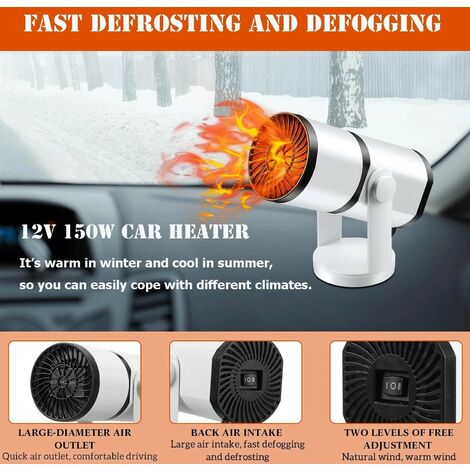 Degivreur Voiture Chauffage De Voiture 12V EONDEVO - Dégivreur Et Désembueur Rapid - 2 Modes Et Rotation 360° - Pour Hiver Désembuage Hiver