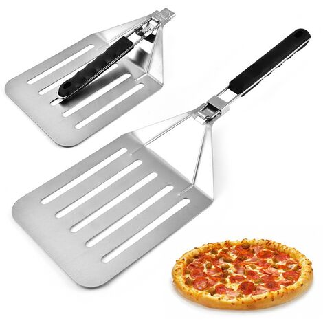 Pelle À Pizza Perforée,Pelle À Pizza En Acier Inoxydable, 34x20.3cm, avec poignée pliable, Durable Et Légère (1/5)