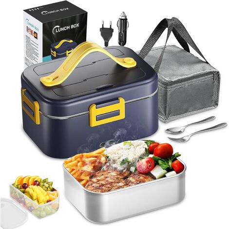 Gamelle chauffante électrique 1,8 L – 75W – Acier inoxydable 304 – Cordon 12V/24V pour voiture – Utilisation rapide en 30 min (1/5)