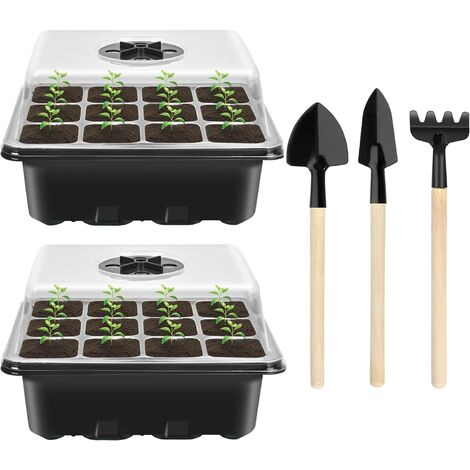 Mini Serre pour Plantes, 2 Pièces 24 Cellules Intérieure Plateau Semis (1/5)