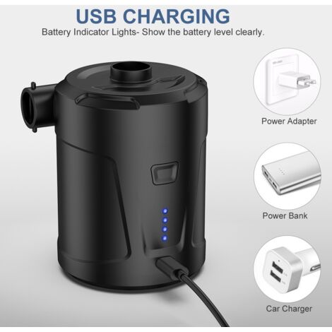 Pompe à air électrique, Batterie Rechargeable 5200 mAh,gonfleur Electrique avec 3 Buses d'air, Gonfleur Rapide