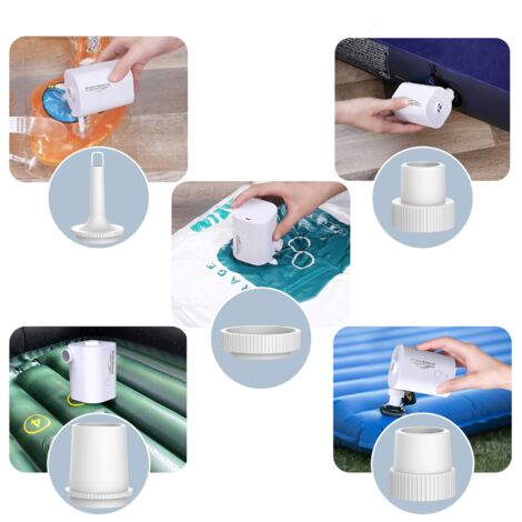 Pompe à air électrique, Batterie Rechargeable 250 mAh,gonfleur Electrique avec 5 Buses d'air, Gonfleur Rapide