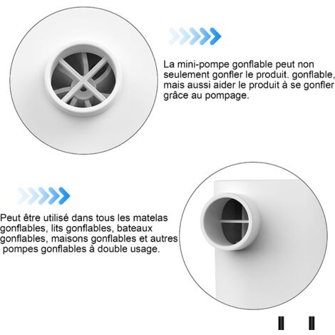 Pompe à air électrique, Batterie Rechargeable 250 mAh,gonfleur Electrique avec 5 Buses d'air, Gonfleur Rapide