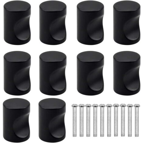 10 Pièces Boutons de Meuble, Noir Tiroir de Porte Poignée, Bouton de Meubles, 25x18mm (1/5)