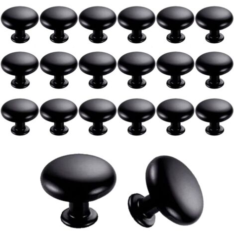 20 Pièces Boutons de Meuble, Boutons de Porte Boutons de Tiroir (Black, 30mm) (1/5)