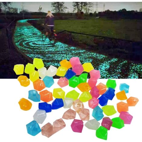 300PCS Pierre Lumineuse, Cailloux Lisses de résine,Pierre Lumineuse Exterieur Décoratives (colorés)