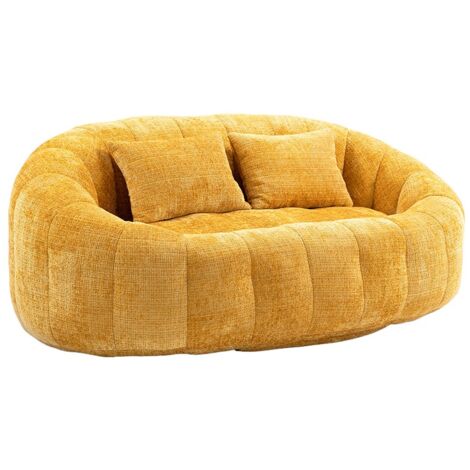 Canapé poire confortable en chenille – Dossier haut et accoudoirs – Fauteuil d'appoint moelleux – Pour détente et repos (1/5)