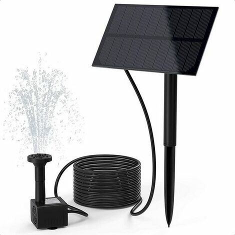 Fontaine solaire extérieure – Pompe sans balais 9V – Débit max 200L/h – 4 têtes de pulvérisation – Installation facile (1/5)