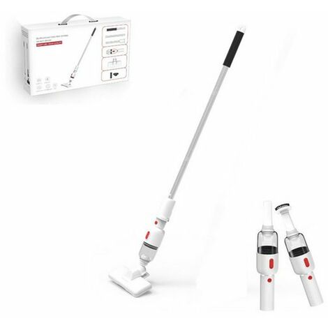 Aspirateur à main, Aspirateur balais,Aspirateur voiture, Suceur plat, Blanc, Sans fil,Aspirer et balayer en même temps,Puissance d'aspiration élevée, KINSI (1/5)