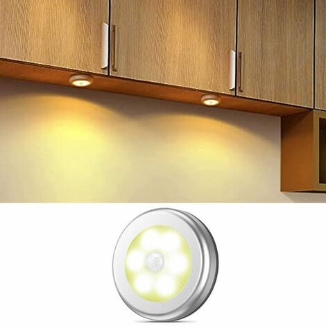 Lampe à détecteur, Veilleuse, LED Détecteur,utilisée pour les couloirs/armoires/table de nuit, Argent, Lumière chaude, KINSI (1/5)