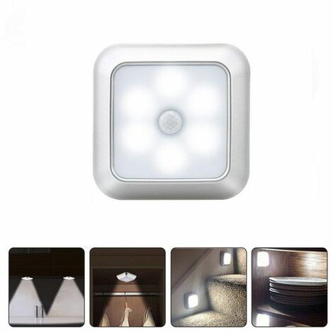 Lampe à détecteur, Veilleuse, LED Détecteur,utilisée pour les couloirs/armoires/table de nuit, Argent, Lumière blanche, KINSI (1/5)