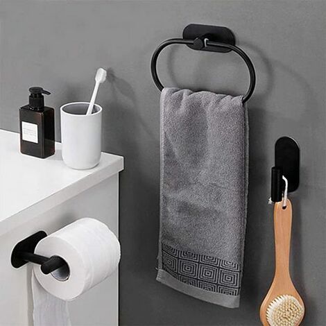 Lot De 4 Porte-torchons Autocollants En Acier Inoxydable Noir - Installation Sans Perçage, Pour Cuisine Et Salle De Bain