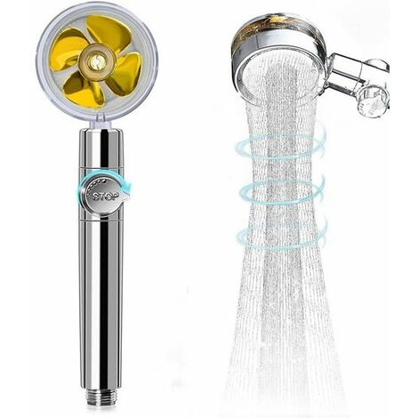 Pommeau de douche, Douchette,Pommeaux Booster, Pommeaux d'arrosage, Pommeau de douche amovible turbo haute pression, Jaune, KINSI (1/5)