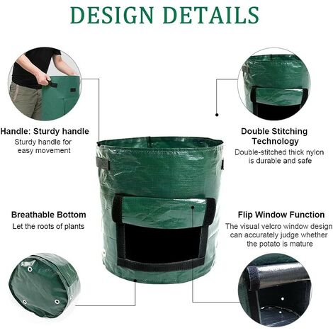 Sac à Fraisiers Vertical - Lot De 2 Sacs De Plantation Verts, 8 Poches, Idéal Balcon Ou Petit Jardin Pour Fraises Et Aromatiques