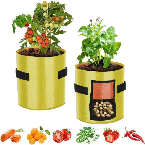 Sac Plantation Fraise Avec 2,Sacs de plantation, Grow Bags, bacs de plantation, 45X35cm, sac à pommes de terre, sac de culture pour plantes à semer,Jaune, KINSI (1/5)