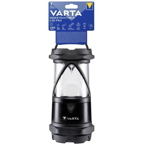 Varta – 18761101111 Lampe de camping 450lm – Étanche IP67 – Résistante aux chocs IK08 – Autonomie jusqu'à 360h – 4 niveaux d'intensité lumineuse - PRO 450 LM