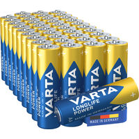 Varta – Piles alcalines AA Longlife Power – Lot de 40 – Énergie puissante pour appareils gourmands – Idéal pour jouets et lampes LED