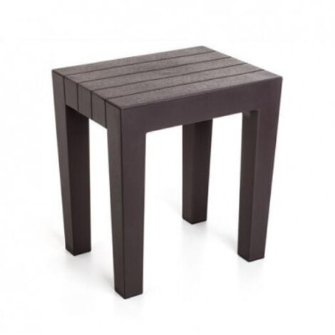Tabouret Rectangulaire Tatay Lombok - Polypropylène Sans BPA - Effet Bois - Intérieur/Extérieur - 38x29x41cm
