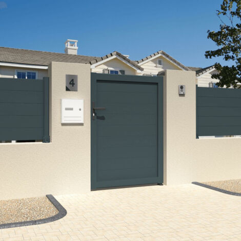 Portillon plein L 1000 x H 1715 mm (Gris anthracite structuré RAL7016ST) (1/3)