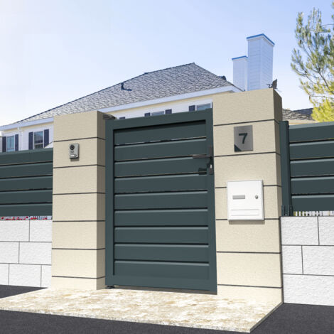 Portillon brise-vue L 1000 x H 1407 mm (Gris anthracite structuré RAL7016ST) (1/4)