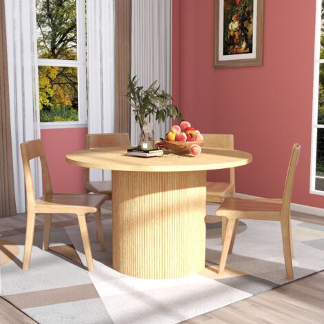 Table à manger de jardin - base ronde en bois massif - 47,2 pouces 29,5 pouces - adaptée à une utilisation intérieure et extérieure - moderne et simple - SHYFOY (1/5)