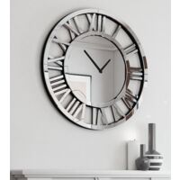 Horloge murale ronde en acrylique miroir – Grand format moderne et élégant – Chiffres romains – Pour salon ou chambre