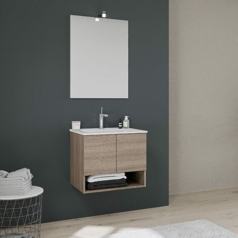 Armoire De Salle De Bains Murale 60 Cm Avec Portes Et Lavabo  Venezia