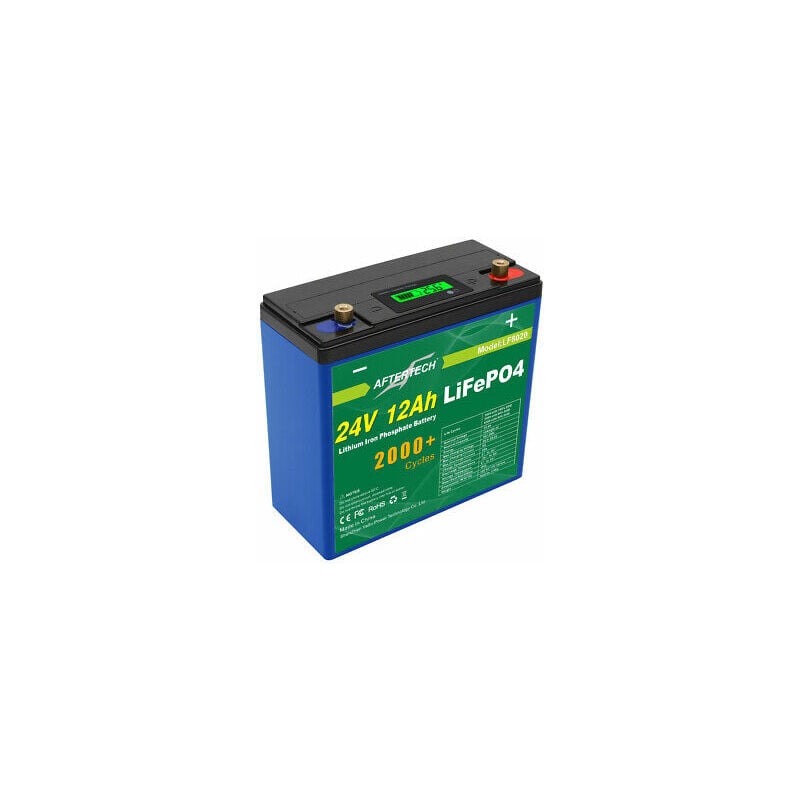 AFTERTECH 24v 24Ah LIFEPO4 PACCO BATTERIA RICARICABILE LITIO FERRO