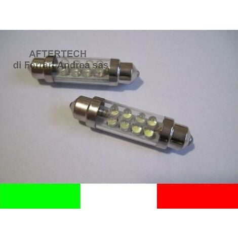 COPPIA LAMPADINE 8 LED C5W SILURO 42mm BIANCO K42