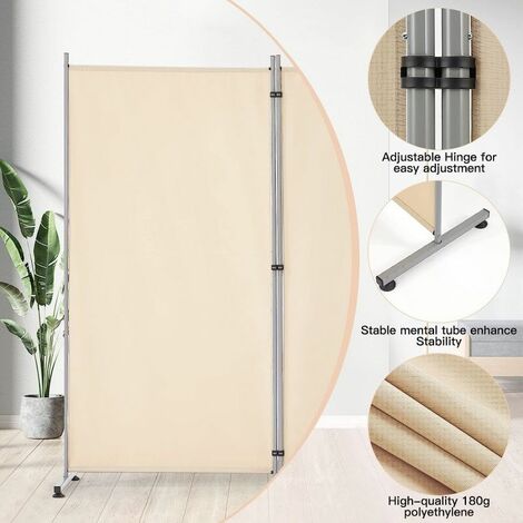 YODOLLA 3-Panel Room Divider Folding Panel Screen Partition Wall Privacy Fiber Screen for Bedroom Office Living Room, Beige