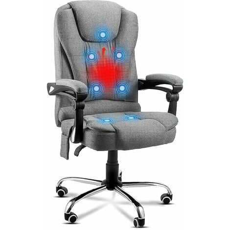 YODOLLA Heated Executive Office Chair with Massage，Adjustable Height Home Office Desk Chair Lumbar Back Support Fabric Computre Chair, Grey