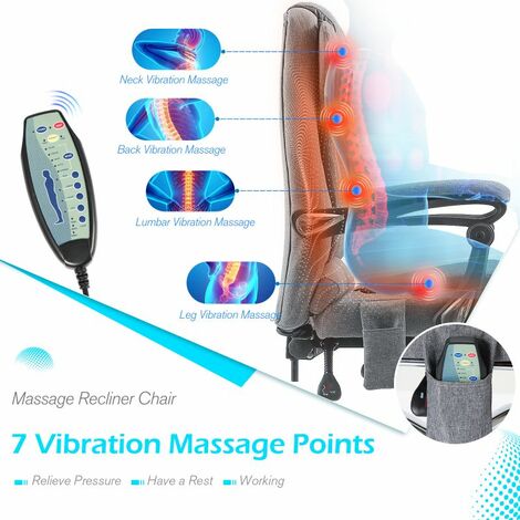 YODOLLA Heated Executive Office Chair with Massage，Adjustable Height Home Office Desk Chair Lumbar Back Support Fabric Computre Chair, Grey