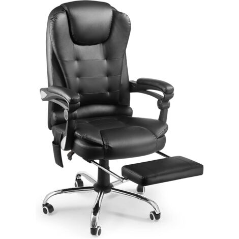 YODOLLA Office Chair with Footrest, Desk Chair For Home With Back Support, Black PU Ergonomic Office Chair, Comfortable & Heavy Duty Computer Chair (1/5)