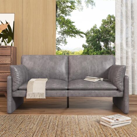 YODOLLA 2 Seater Sofa Grey, Comfy Sofa Couch 172cm, Modern Love Seat Sofa Velvet Sofa, Sofa 2 Seater for Living Room,Bedroom,Apartment,Home Office