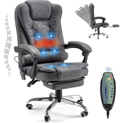 YODOLLA Office Chair with Footrest 7 Point Massage, Executive Desk Chair for Home Office with High Back Support,Ergonomic Recliner Chair, Heavy Duty Computer Chair Dark Grey