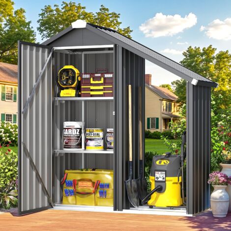 YODOLLA Outdoor Tall Garden Storage Box with Single Door,4 Adjustable Shelves,Outdoor Cupboard & Cabinet
