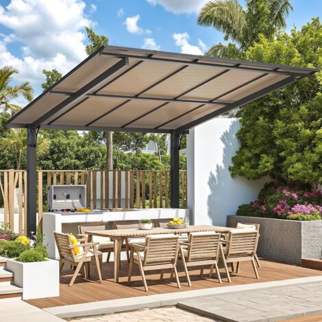 YODOLLA Metal Gazebo 3x3m (10'x10'), Aluminium Heavy Duty Hardtop Outdoor Pergola Freestanding for Garden