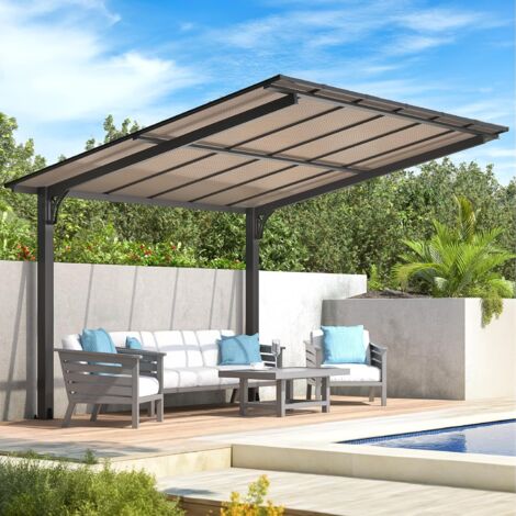 YODOLLA Metal Gazebo 3.7x3m (12'x10'), Aluminium Heavy Duty Hardtop Outdoor Pergola Freestanding for Garden