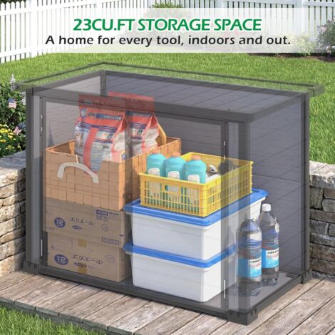 Openable Storage Box YODOLLA Garden Storage Box Shed, Storage Cabinet Outdoor with Lockable ...