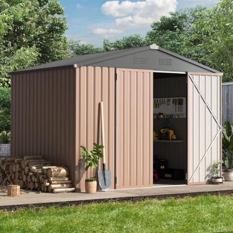YODOLLA 6x8FT Garden Metal Storage Shed with Lockable Door Utility Room Tool Shed For Garden,Gray