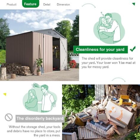 YODOLLA 6x8FT Garden Metal Storage Shed with Lockable Door Utility Room Tool Shed For Garden,Gray