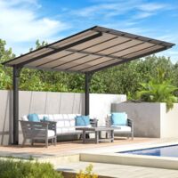 YODOLLA Metal Gazebo 3.7x3m (12'x10'), Aluminium Heavy Duty Hardtop Outdoor Pergola Freestanding for Garden